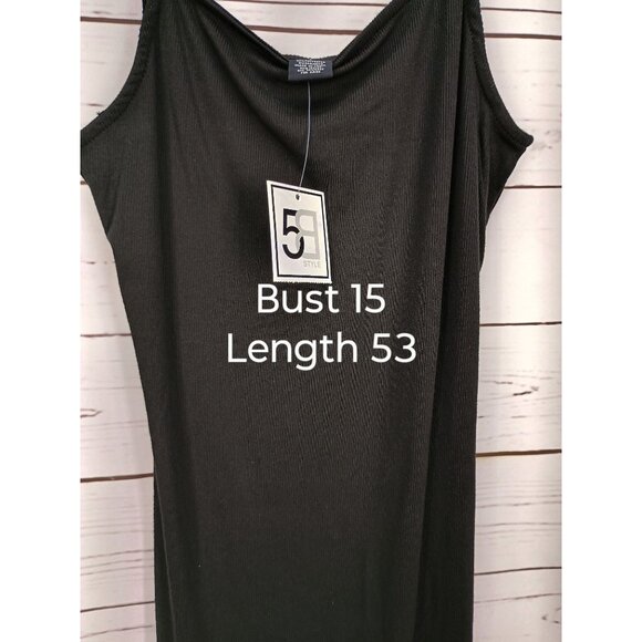 Black Spaghetti Strap Maxi Dress Large 5B Style Polyester/Spandex - Picture 7 of 7